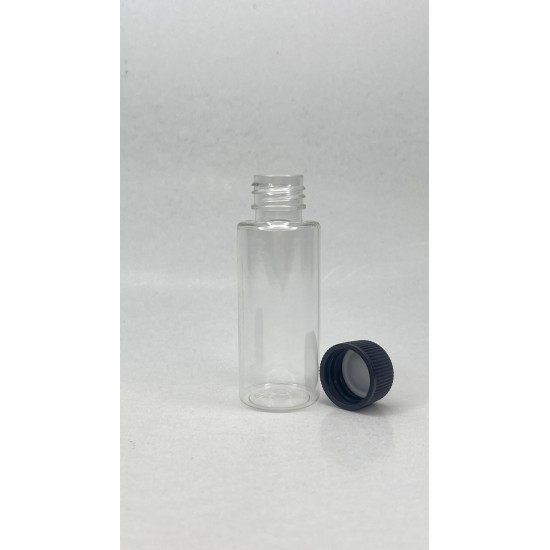 30 ml Şeffaf Plastik Şişe (PET) Siyah Düz Vidalı Kapakl
