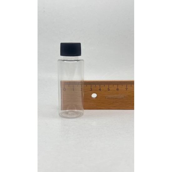 30 ml Şeffaf Plastik Şişe (PET) Siyah Düz Vidalı Kapakl