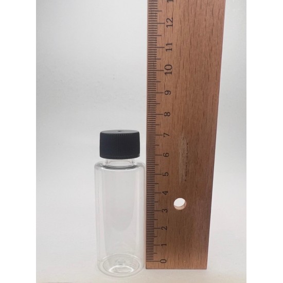 30 ml Şeffaf Plastik Şişe (PET) Siyah Düz Vidalı Kapakl
