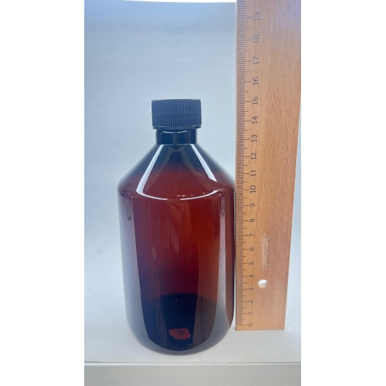 500 ml Kahverengi Plastik Şişe (PET) Siyah Düz Vidalı Kapaklı 