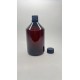 500 ml Kahverengi Plastik Şişe (PET) Siyah Düz Vidalı Kapaklı 