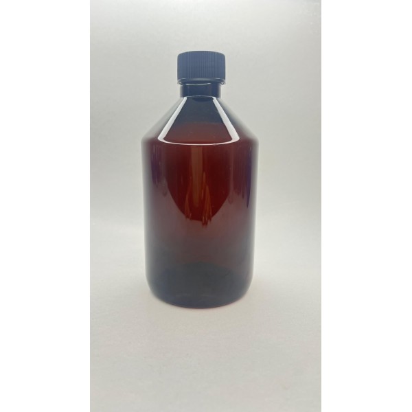 500 ml Kahverengi Plastik Şişe (PET) Siyah Düz Vidalı Kapaklı 
