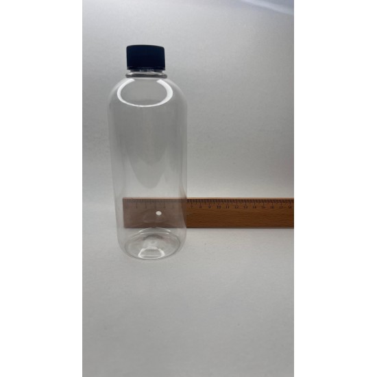 500 ml Şeffaf Plastik Şişe (PET) Siyah Düz Vidalı Kapaklı
