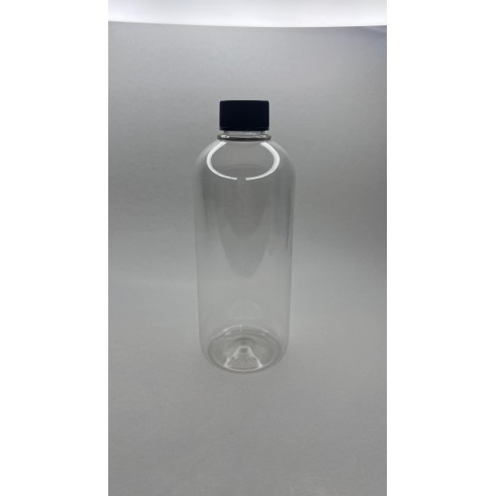 500 ml Şeffaf Plastik Şişe (PET) Siyah Düz Vidalı Kapaklı