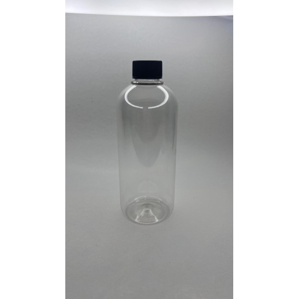 500 ml Şeffaf Plastik Şişe (PET) Siyah Düz Vidalı Kapaklı