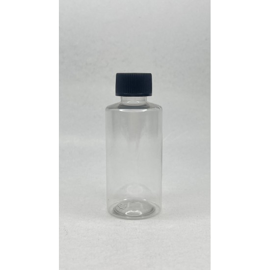 50 ml Şeffaf Plastik Şişe (PET) Siyah Düz Vidalı Kapaklı