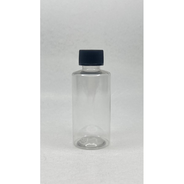 50 ml Şeffaf Plastik Şişe (PET) Siyah Düz Vidalı Kapaklı
