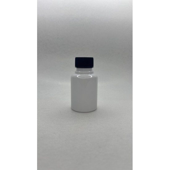 60 ml Beyaz Plastik Şişe (PET) Siyah Düz Vidalı Kapaklı 