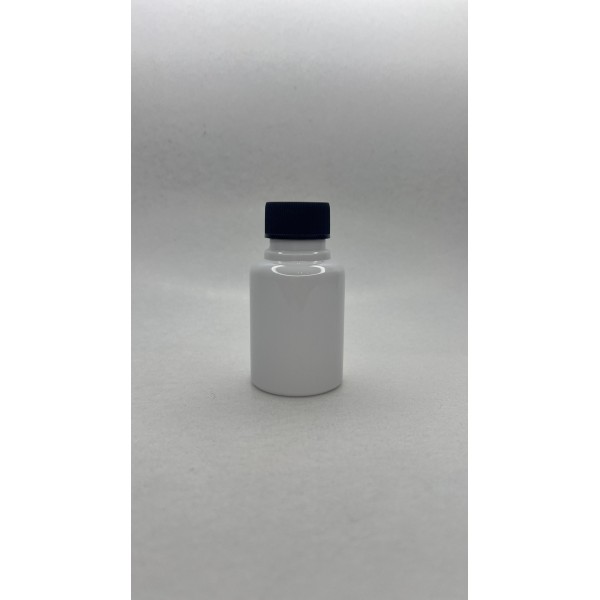 60 ml Beyaz Plastik Şişe (PET) Siyah Düz Vidalı Kapaklı 