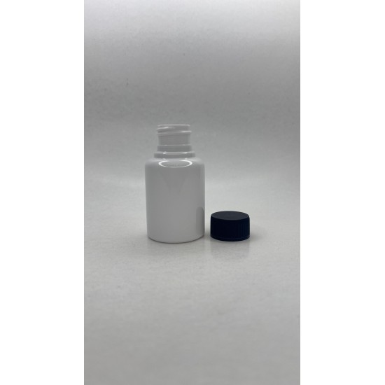 60 ml Beyaz Plastik Şişe (PET) Siyah Düz Vidalı Kapaklı 