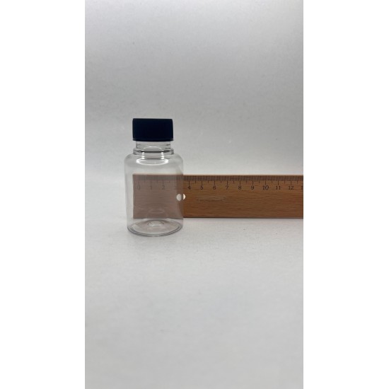 60 ml Şeffaf Plastik Şişe (PET) Beyaz Düz Vidalı Kapaklı 