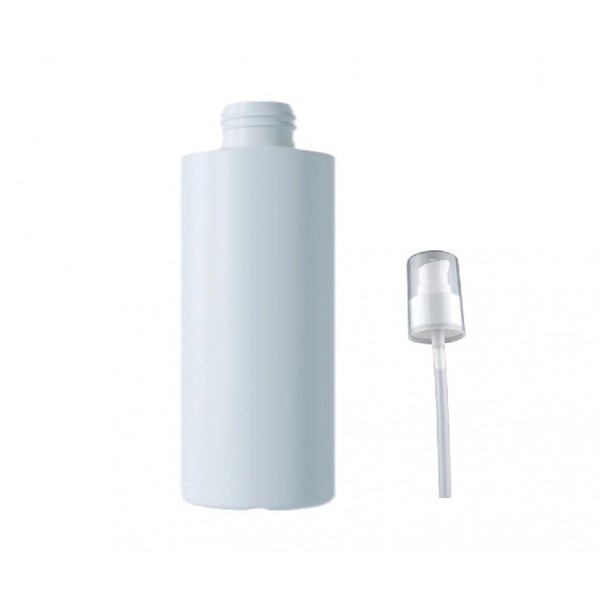 250 ml Beyaz Mat Plastik Şişe (PE) Beyaz Serum Pompalı (24 Ağız)