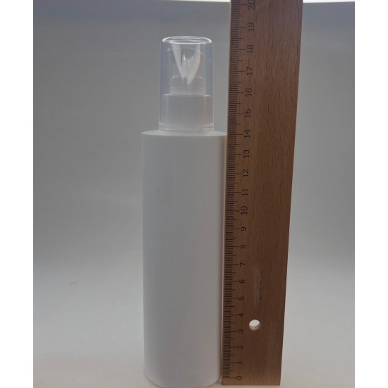 250 ml Beyaz Mat Plastik Şişe (PE) Beyaz Serum Pompalı (24 Ağız)