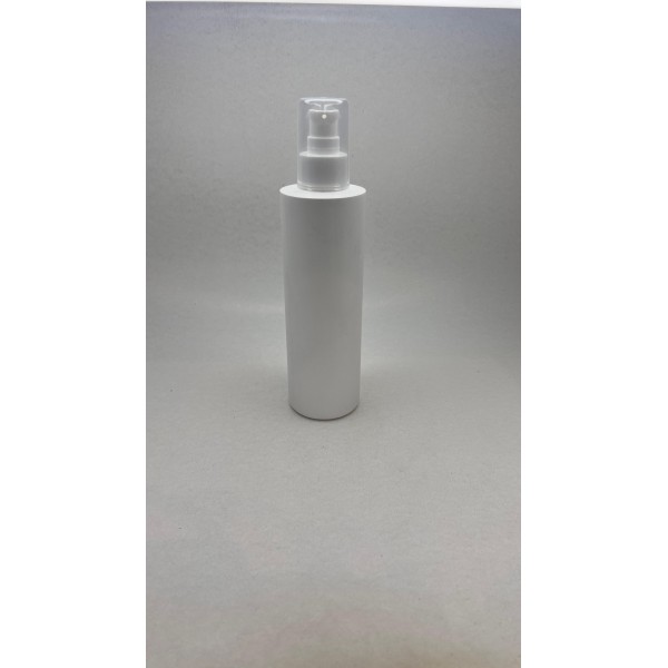 250 ml Beyaz Mat Plastik Şişe (PE) Beyaz Serum Pompalı (24 Ağız)