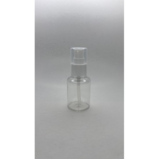 60 ml Şeffaf Plastik Şişe (PET) Beyaz Serum Pompalı (24 Ağız)
