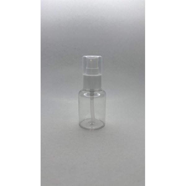 60 ml Şeffaf Plastik Şişe (PET) Beyaz Serum Pompalı (24 Ağız)