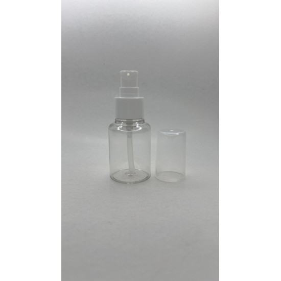 60 ml Şeffaf Plastik Şişe (PET) Beyaz Serum Pompalı (24 Ağız)