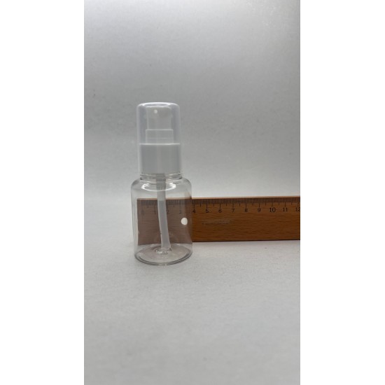 60 ml Şeffaf Plastik Şişe (PET) Beyaz Serum Pompalı (24 Ağız)