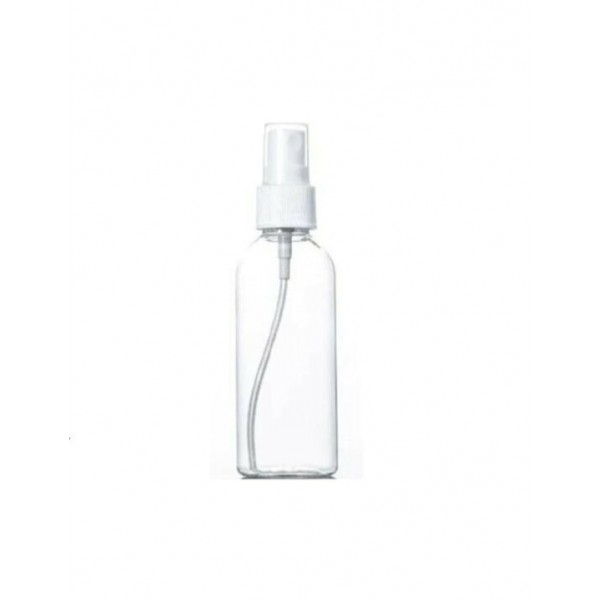 100 ml Şeffaf Plastik Şişe (PET) Beyaz Sprey Başlıklı (24 Ağız)