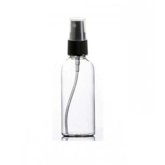 100 ml Şeffaf Plastik Şişe (PET) Siyah Sprey Başlıklı (24 Ağız)