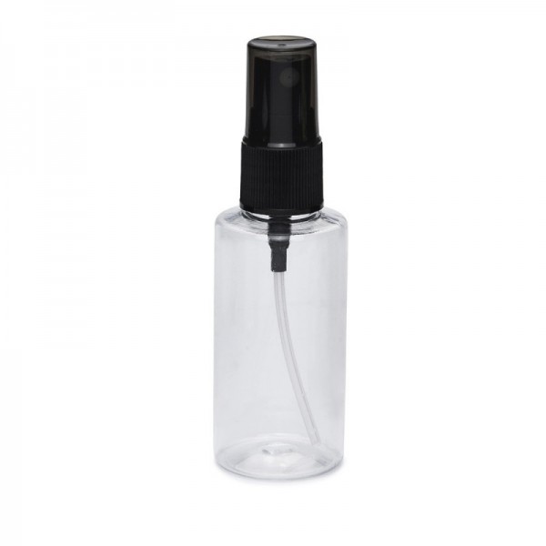 30 ml Şeffaf Plastik Şişe (PET) Siyah Sprey Başlıklı (18 Ağız)