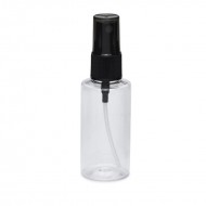 50 ml Şeffaf Plastik Şişe (PET) Siyah Sprey Başlıklı (18 Ağız)