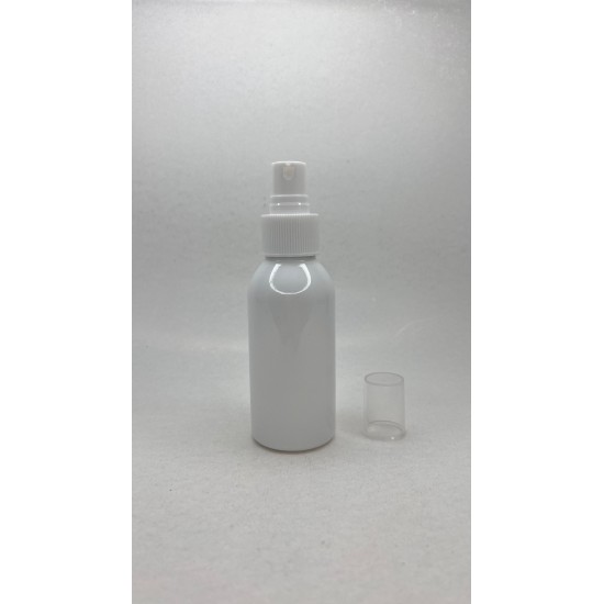 100 ml Beyaz Mat Plastik Şişe (PE) Beyaz Sprey Başlıklı (24 Ağız)