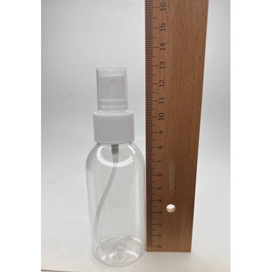 100 ml Şeffaf Plastik Şişe (PET) Beyaz Sprey Başlıklı (24 Ağız)