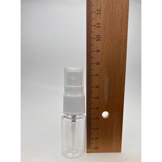 10 ml Şeffaf Plastik Şişe (PET) Beyaz Sprey Başlıklı (18 Ağız)