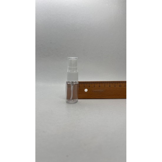 10 ml Şeffaf Plastik Şişe (PET) Beyaz Sprey Başlıklı (18 Ağız)
