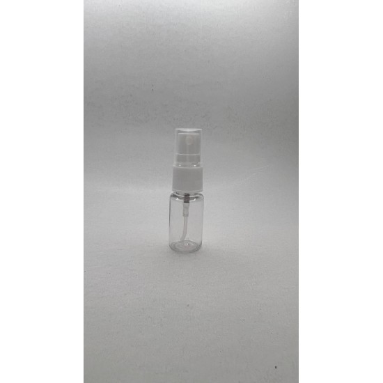10 ml Şeffaf Plastik Şişe (PET) Beyaz Sprey Başlıklı (18 Ağız)