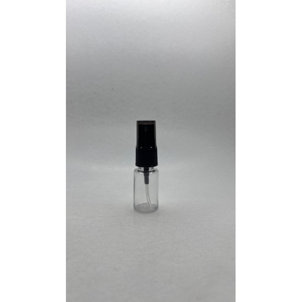 10 ml Şeffaf Plastik Şişe (PET) Siyah Sprey Başlıklı (18 Ağız)