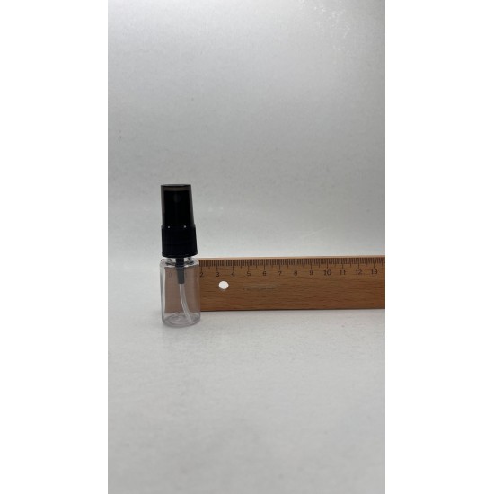10 ml Şeffaf Plastik Şişe (PET) Siyah Sprey Başlıklı (18 Ağız)