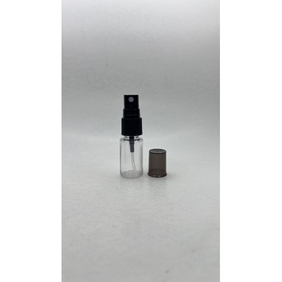 10 ml Şeffaf Plastik Şişe (PET) Siyah Sprey Başlıklı (18 Ağız)