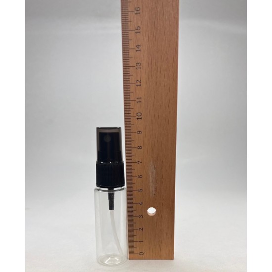 20 ml Şeffaf Plastik Şişe (PET) Siyah Sprey Başlıklı (18 Ağız)