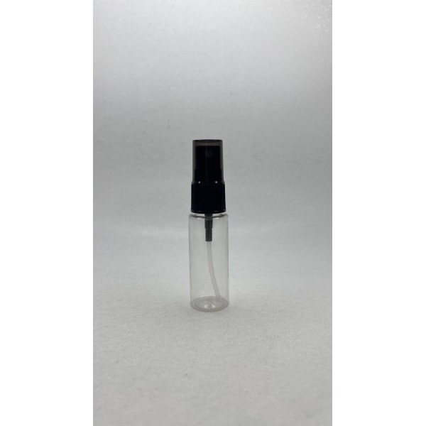 20 ml Şeffaf Plastik Şişe (PET) Siyah Sprey Başlıklı (18 Ağız)