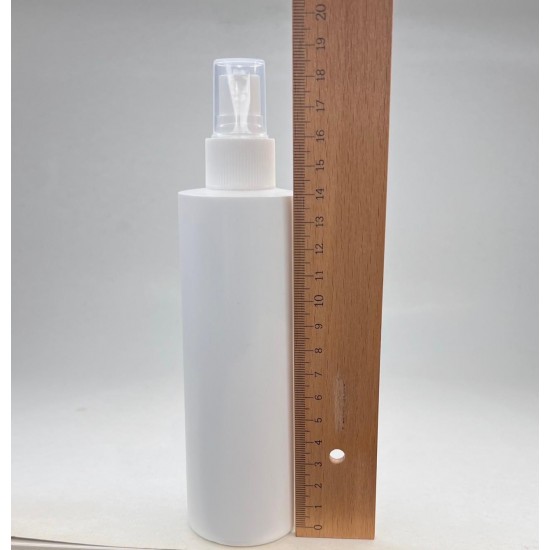 250 ml Beyaz Mat Plastik Şişe (PE) Beyaz Sprey Başlıklı (24 Ağız)