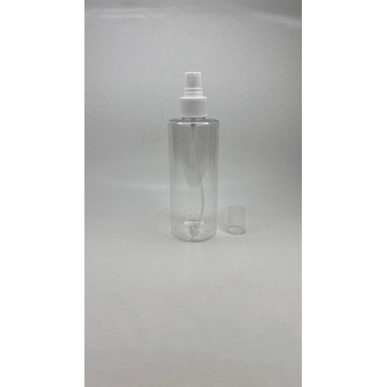 250ml Şeffaf Plastik Pet Şişe Beyaz Sprey Başlıklı