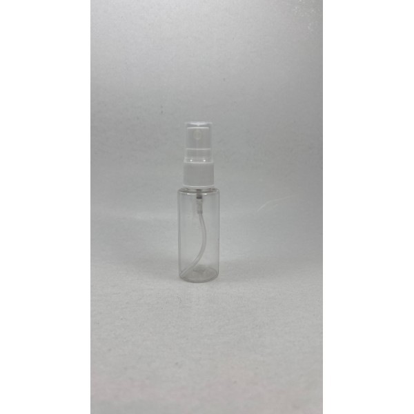 30 ml Şeffaf Plastik Şişe (PET) Beyaz Sprey Başlıklı (18 Ağız)