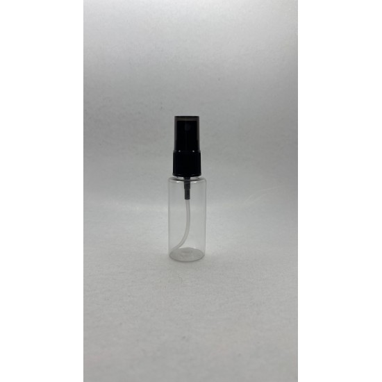 30 ml Şeffaf Plastik Şişe (PET) Siyah Sprey Başlıklı (18 Ağız)