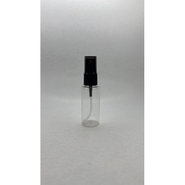 30 ml Şeffaf Plastik Şişe (PET) Siyah Sprey Başlıklı (18 Ağız)