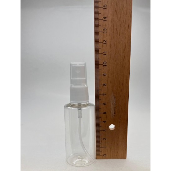 50 ml Şeffaf Plastik Şişe (PET) Beyaz Sprey Başlıklı (18 Ağız)