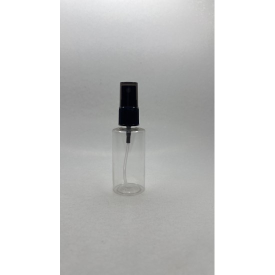 50 ml Şeffaf Plastik Şişe (PET) Siyah Sprey Başlıklı (18 Ağız)