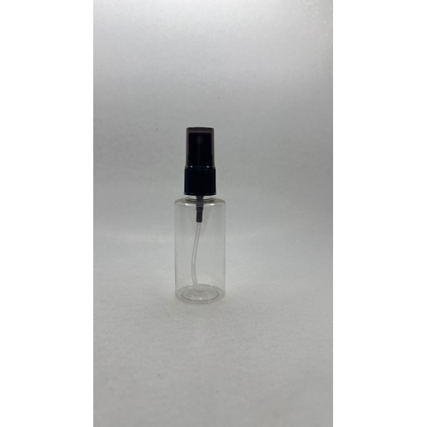 50 ml Şeffaf Plastik Şişe (PET) Siyah Sprey Başlıklı (18 Ağız)