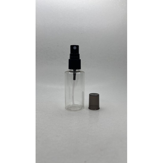 50 ml Şeffaf Plastik Şişe (PET) Siyah Sprey Başlıklı (18 Ağız)