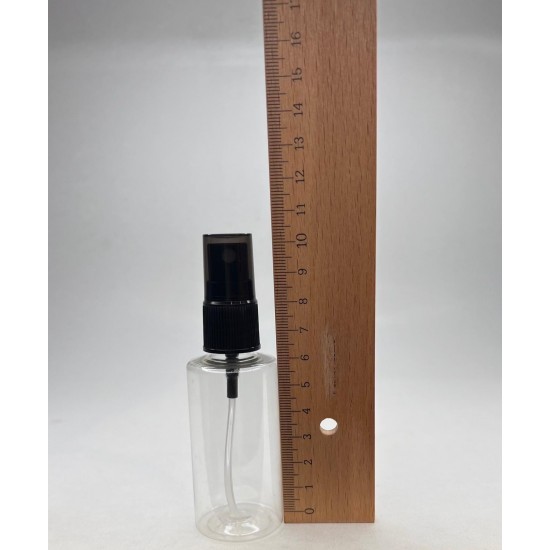 50 ml Şeffaf Plastik Şişe (PET) Siyah Sprey Başlıklı (18 Ağız)