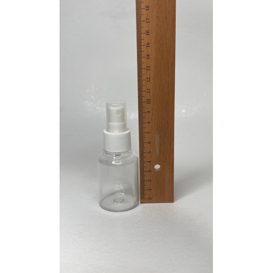 60 ml Şeffaf Plastik Şişe (PET) Beyaz Sprey Başlıklı (18 Ağız)
