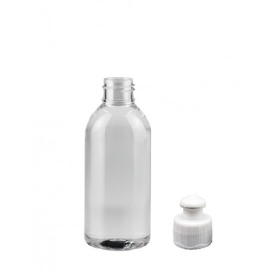 150 ml Şeffaf Plastik Şişe (PET) Beyaz Puspul Kapaklı (24 Ağız)