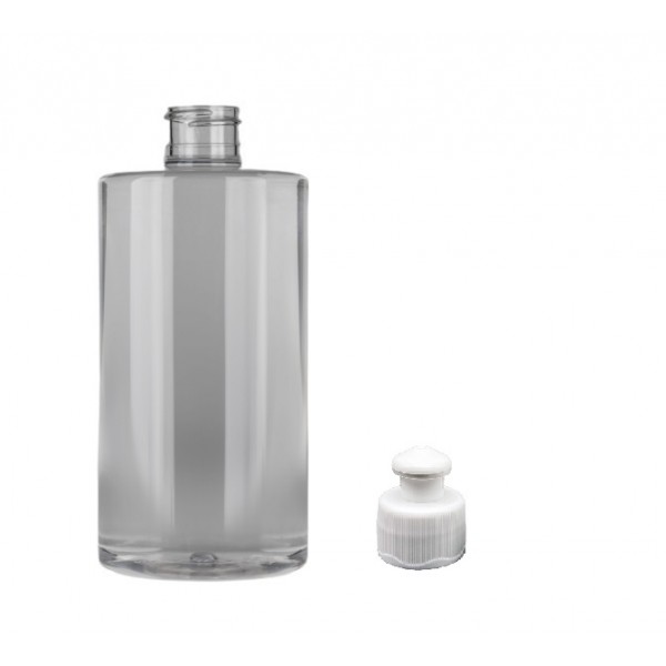 250 ml Şeffaf Plastik Şişe (PET) Beyaz Push-Pull Kapaklı (24 Ağız)