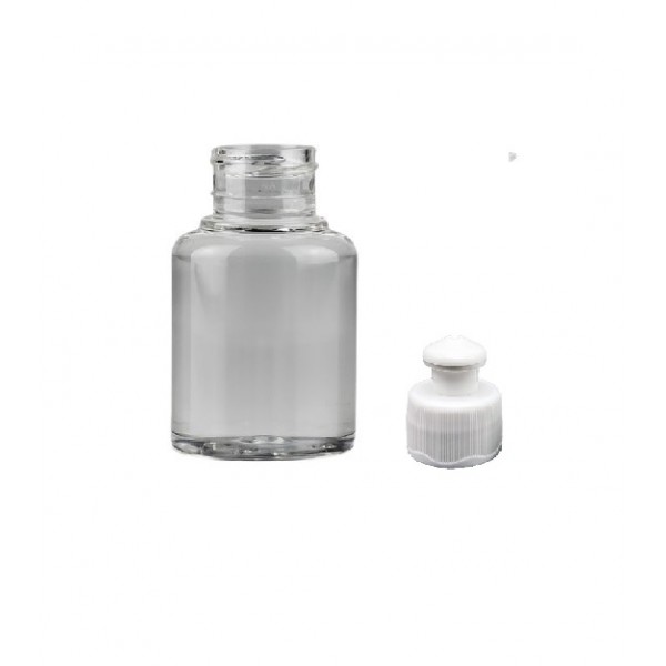 30 ml Şeffaf Plastik Şişe (PET) Beyaz Push-Pull Kapaklı (24 Ağız)